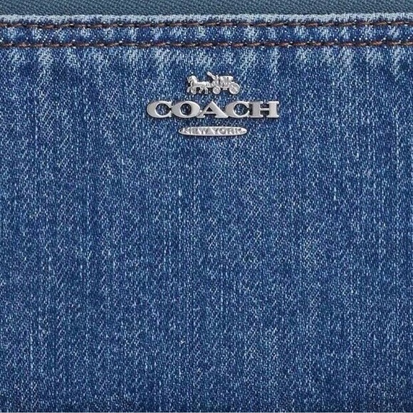 Coach Long Zip Around Wallet In Denim - Picture 4 of 11